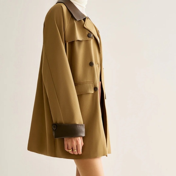 Commense Contrast Binding Button Coat - Picture 3 of 4